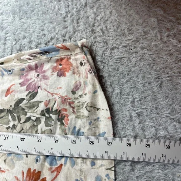 J. Jill Floral Long Sleeve Top Cream Coral Blue Cotton Blend Size L - Picture 7 of 9